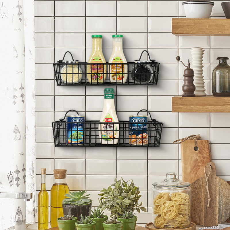 Winston Porter Wall Mounted Metal Wire Basket Set Wayfair